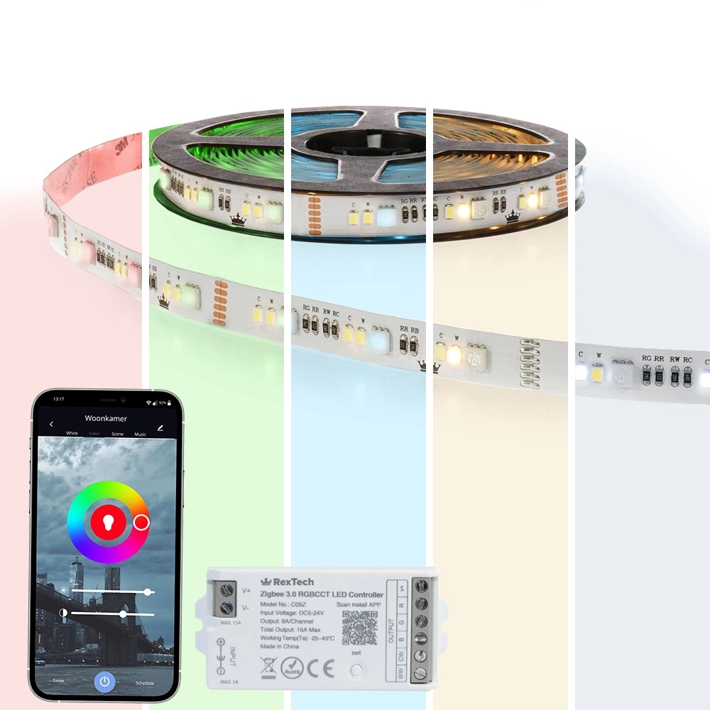 40 meter complete set RGBWW led strip met Zigbee controller