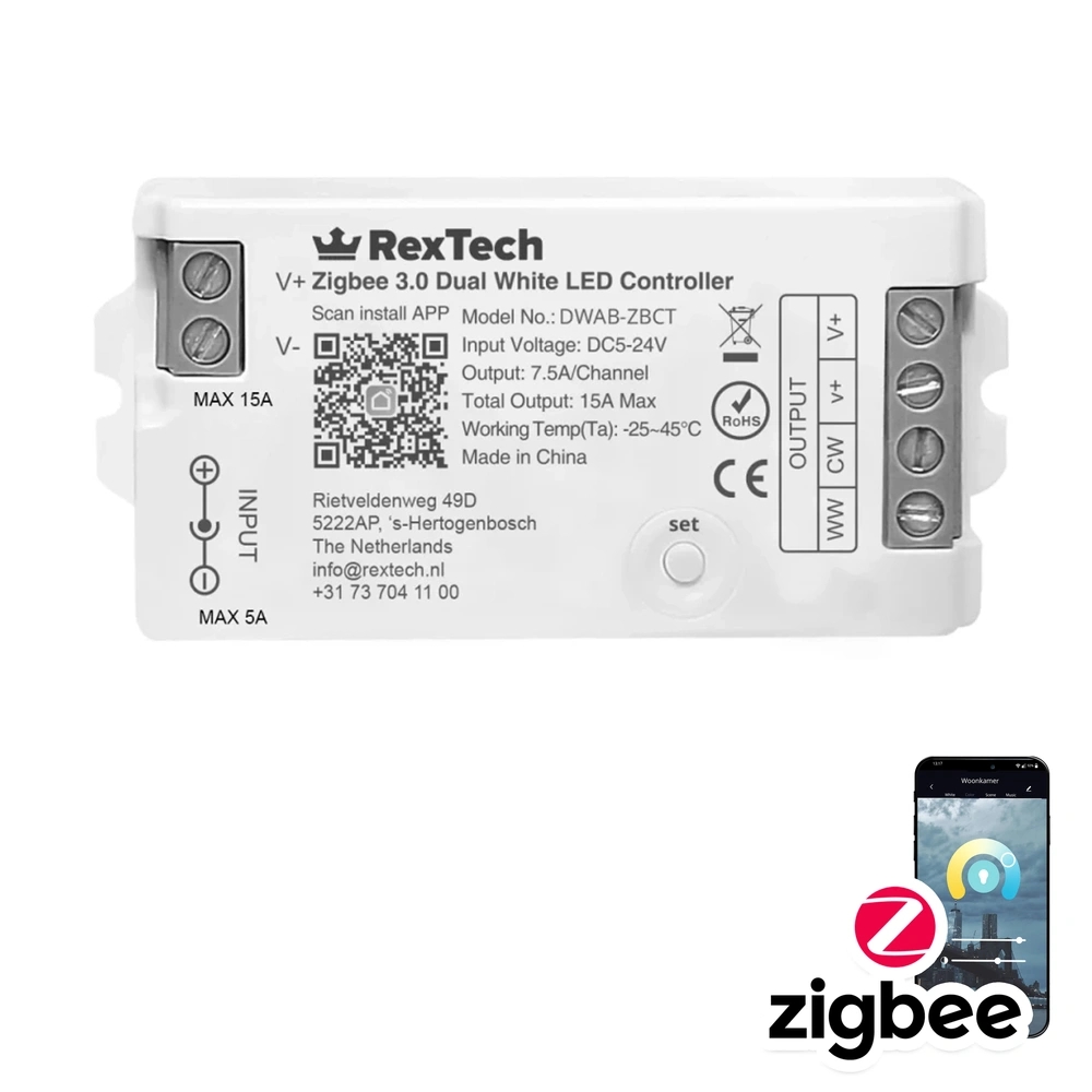 Losse Zigbee controller voor Dual White led strips