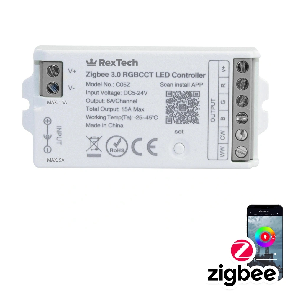 Losse Zigbee controller voor RGBWW led strips