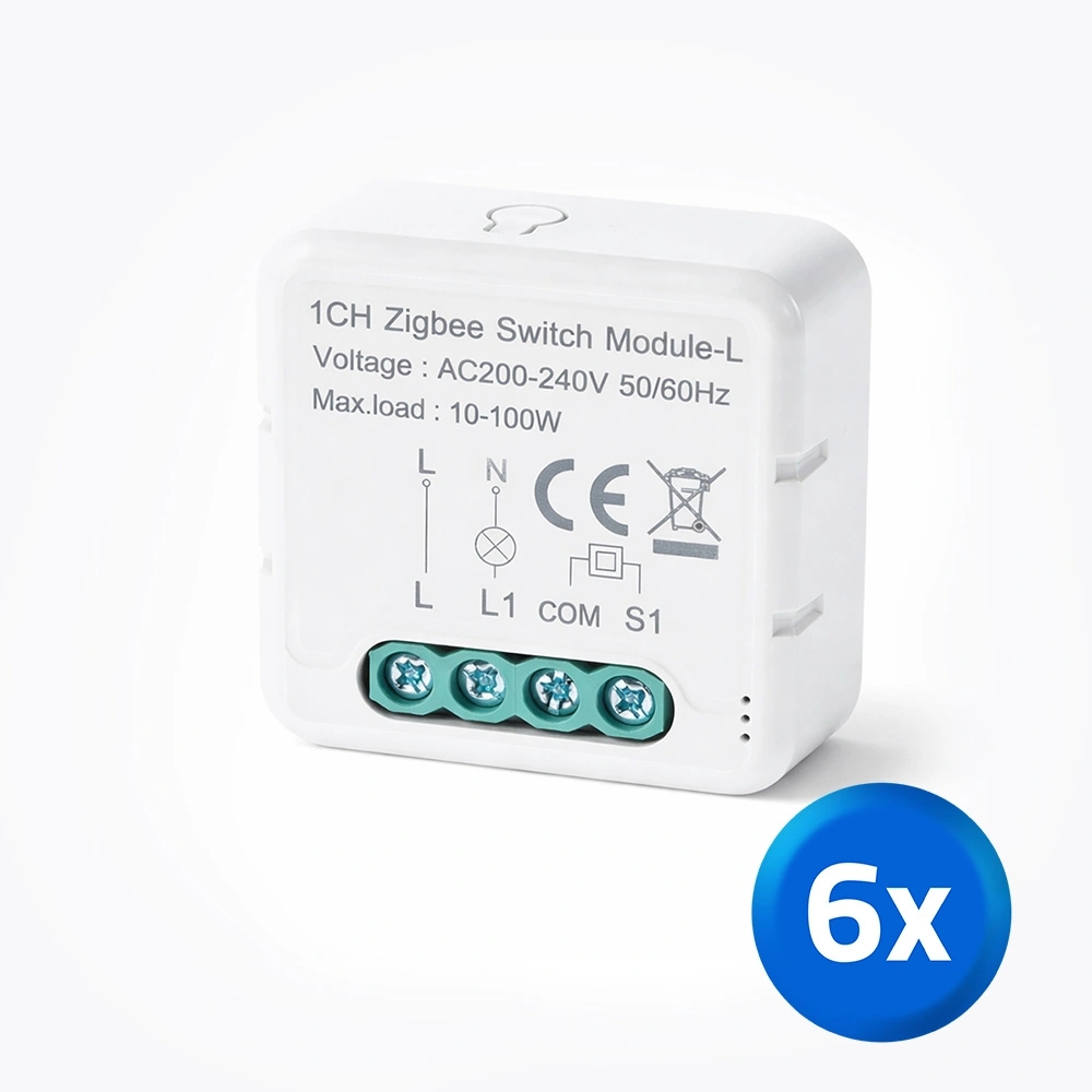 Zigbee inbouwschakelaar 1 gang - Set van 6