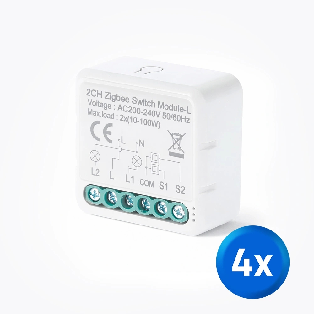 Zigbee inbouwschakelaar 2 gang - Set van 4