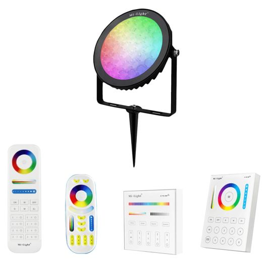 1-4 RGBWW Wifi led tuinspots 15 Watt set met afstandsbediening