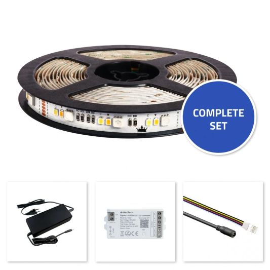 12 meter complete set RGBWW led strip met Zigbee controller