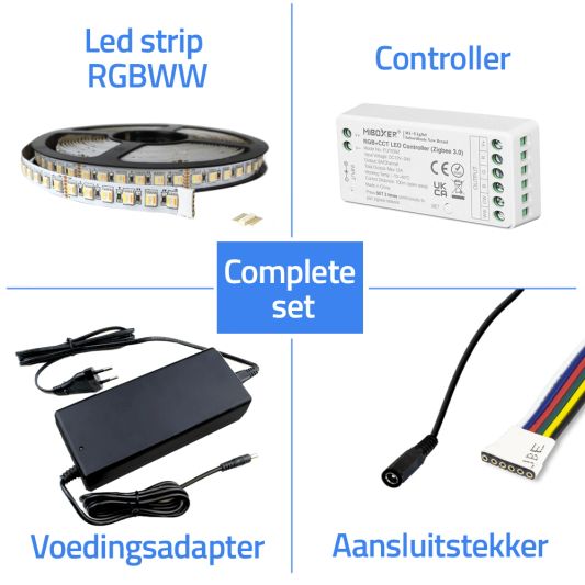 13 meter complete set RGBWW led strip met Zigbee controller