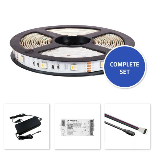 20 meter complete set RGBW led strip met Zigbee controller