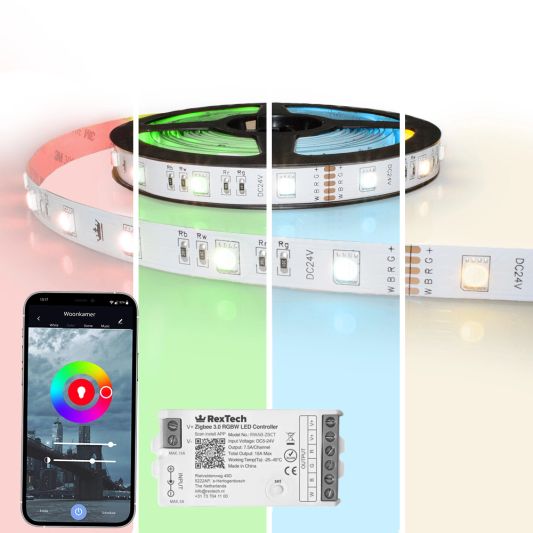 20 meter complete set RGBW led strip met Zigbee controller