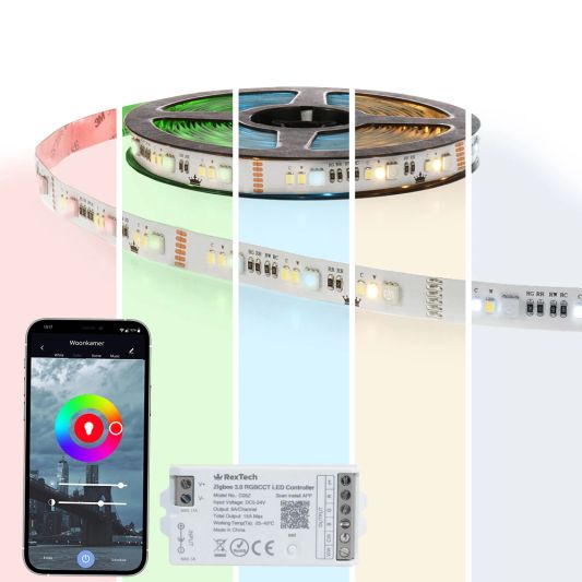 25 meter complete set RGBWW led strip met Zigbee controller