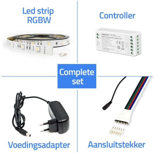 3 meter complete set RGBW led strip met Zigbee controller