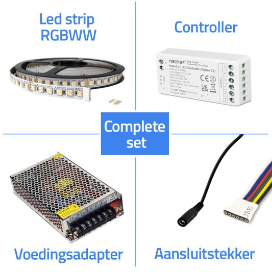 35 meter complete set RGBWW led strip met Zigbee controller