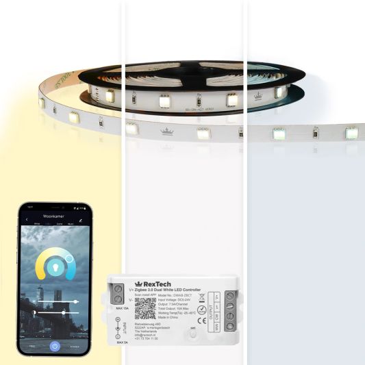 8 meter complete set Dual White led strip met Zigbee controller