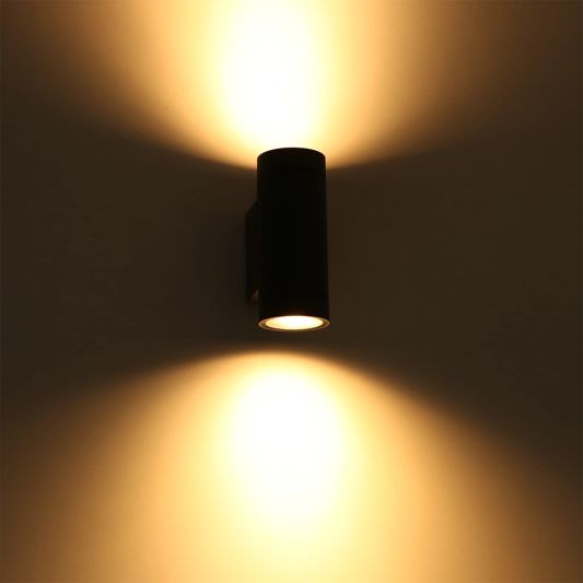 Antraciete up down wandlamp voor buiten met Zigbee GU10 spots - Rond