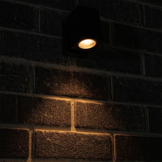 Antraciete wandlamp voor buiten met Zigbee GU10 spot - Rechte kantelbare downlight