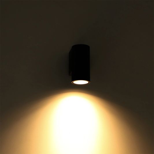 Antraciete wandlamp voor buiten met Zigbee GU10 spot - Ronde downlight