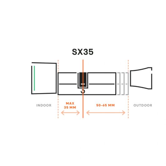 Bold SX-35 Smart Cylinder slim deurslot - max. 35mm binnen en 50-65mm buiten (2-pack)