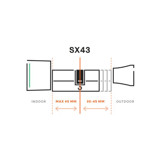 Bold SX-43 Smart Cylinder slim deurslot - max. 45mm binnen en 30-45mm buiten (2-pack)
