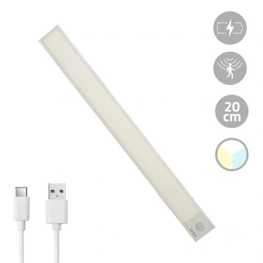 Kastverlichting met sensor - Dual White - 20cm - Oplaadbaar - Zilver