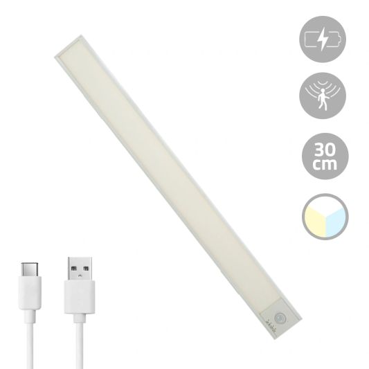 Kastverlichting met sensor - Dual White - 30cm - Oplaadbaar - Zilver