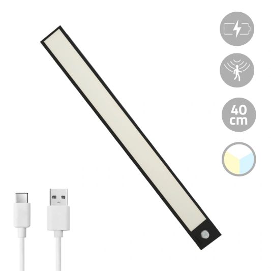 Kastverlichting met sensor - Dual White - 40cm - Oplaadbaar - Zwart