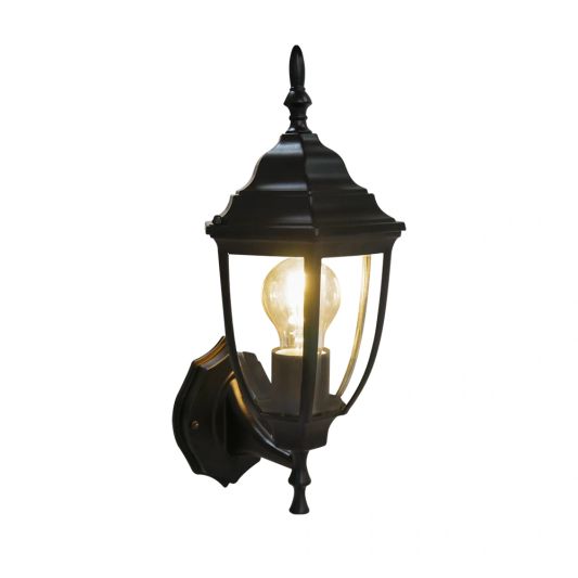 Klassieke zwarte wandlamp voor buiten met E27 Zigbee filament led lamp