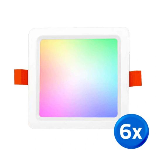 RGBWW led vierkante downlight 9 Watt - Voordeelset van 6 stuks