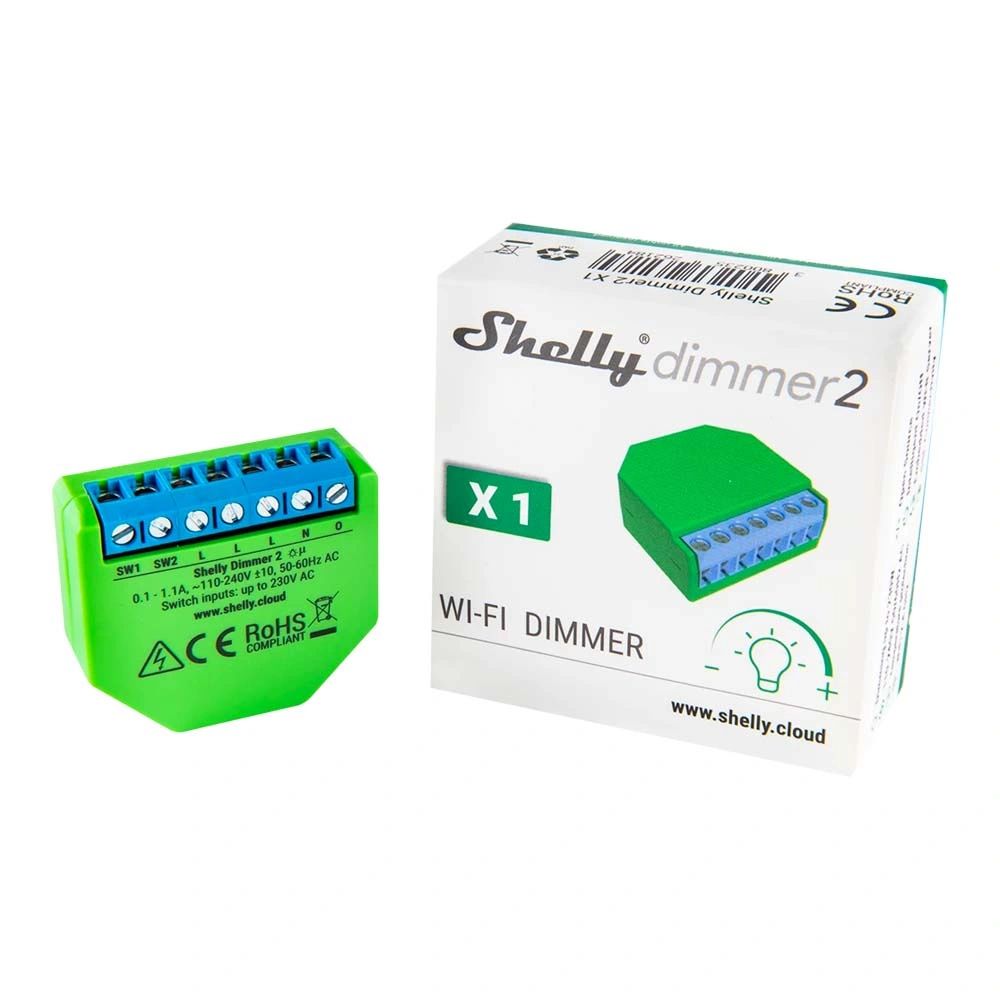 Shelly WiFi Dimmer 2 - 4 Stuks - Slimme TRIAC Dimmer Met App En Spraakbesturing