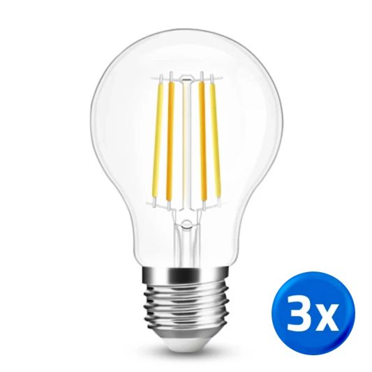 Slimme filament LED lamp van Milight - Dual white 7W E27 fitting - A60 model voordeelset van 3