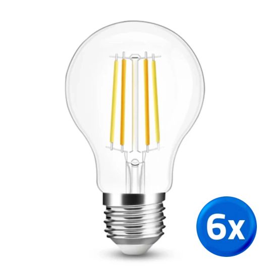 Slimme filament LED lamp van Milight - Dual white 7W E27 fitting - A60 model voordeelset van 6