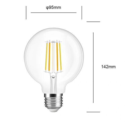 Slimme filament Zigbee LED lamp - Dual white 7W E27 fitting - G95 model - voordeelset 3 stuks