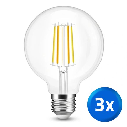 Slimme filament Zigbee LED lamp - Dual white 7W E27 fitting - G95 model - voordeelset 3 stuks