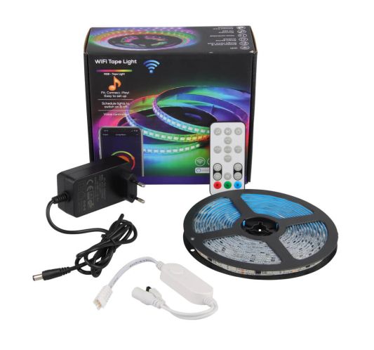 Tuya dreamcolor ledstrip set 5 meter 12V IP65 - 60 leds p/m - Inclusief IR afstandsbediening