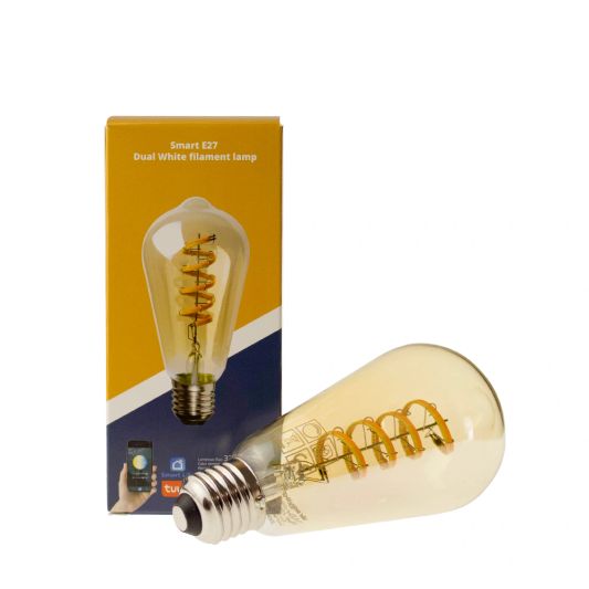 Tuya slimme led filament lamp goud - E27 fitting Edison - Dual White - voordeelset van 6