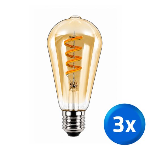 Tuya slimme led filament lamp goud - E27 fitting Edison - Dual White - voordeelset van 3
