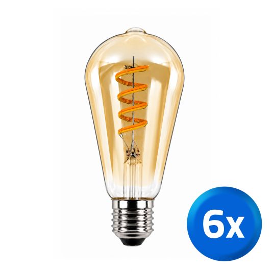 Tuya slimme led filament lamp goud - E27 fitting Edison - Dual White - voordeelset van 6