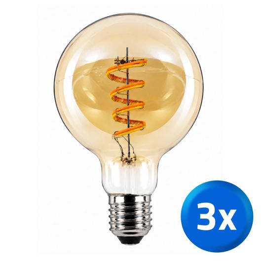 Tuya slimme led filament lamp goud - E27 fitting Globe - Dual White - Voordeelset van 3