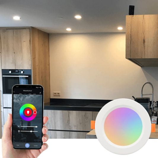 Wifi slimme led lamp 7 watt - Downlight - RGBWW Multicolor en Wit - Voordeelset van 3 stuks