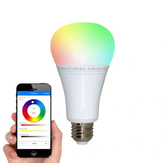 Wifi set met 1-4 RGBWW led lampen mét Wifi module 12 Watt E27 fitting