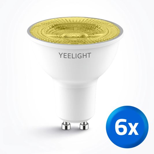 Yeelight slimme led spot - GU10 fitting - Warm Witte lichtkleur - Voordeelset van 6 stuks