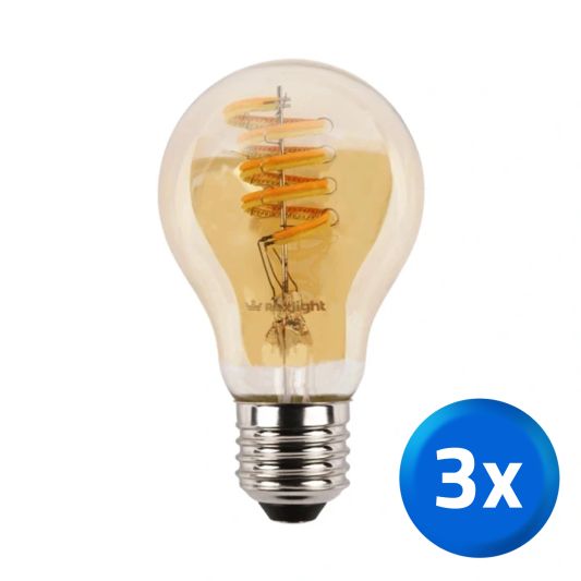 Zigbee E27 spiraal filament lamp Dual White A60 amberkleurig - voordeelset van 3