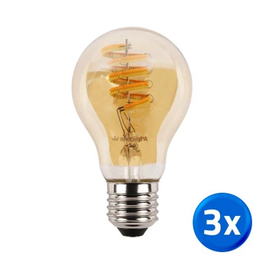 Zigbee E27 spiraal filament lamp Dual White A60 amberkleurig - voordeelset van 3