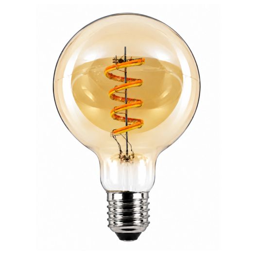 Zigbee E27 spiraal filament lamp Dual White G95 amberkleurig