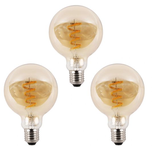 Zigbee E27 spiraal filament lamp Dual White G95 amberkleurig - voordeelset van 3