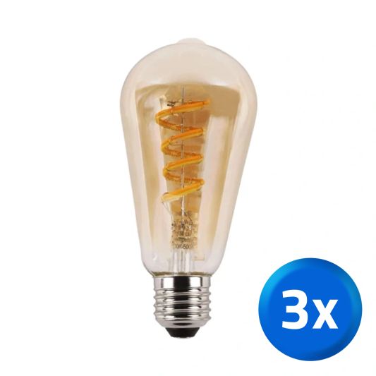 Zigbee E27 spiraal filament lamp Dual White ST64 amberkleurig - voordeelset van 3