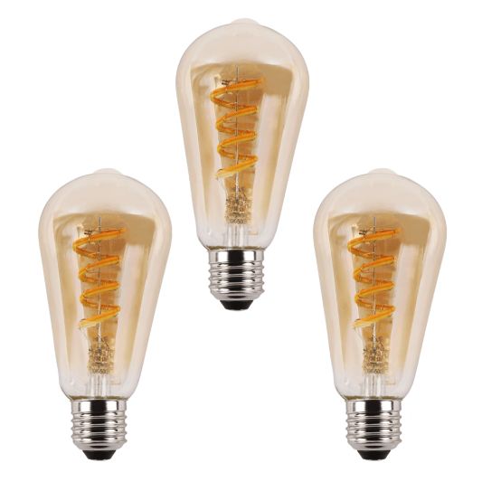 Zigbee E27 spiraal filament lamp Dual White ST64 amberkleurig - voordeelset van 3