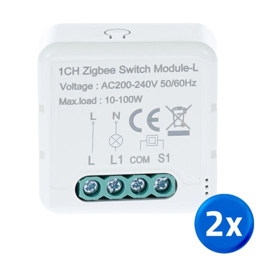 Zigbee inbouwschakelaar 1 gang - Set van 2