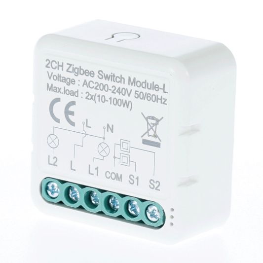Zigbee inbouwschakelaar 2 gang