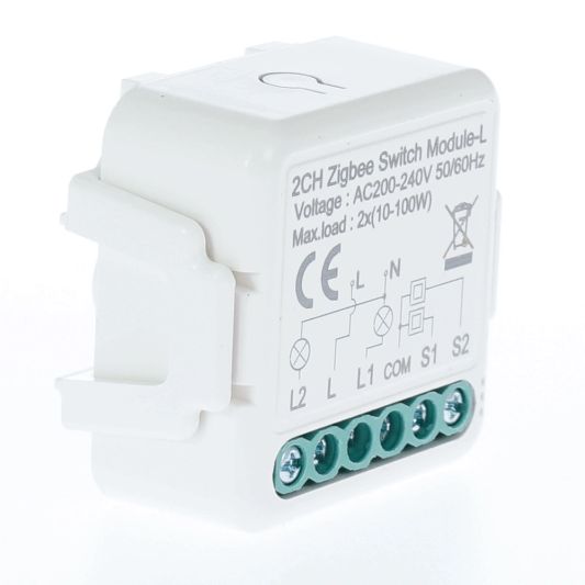 Zigbee inbouwschakelaar 2 gang