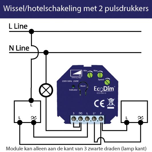 Zigbee led dimmer module van EcoDim - 0-250W fase afsnijding