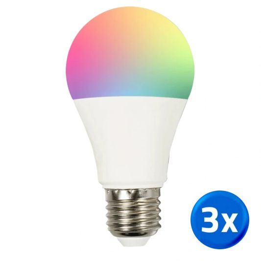 Zigbee LED lamp RGBWW 9W E27 fitting - voordeelset 3 stuks