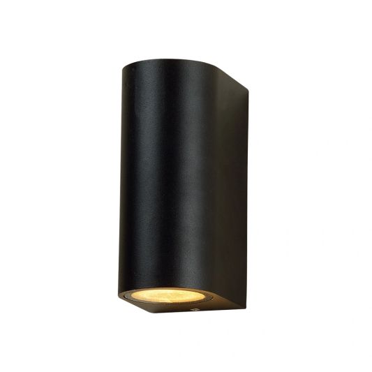 Zwarte up down wandlamp voor buiten met Zigbee GU10 spots - Rond