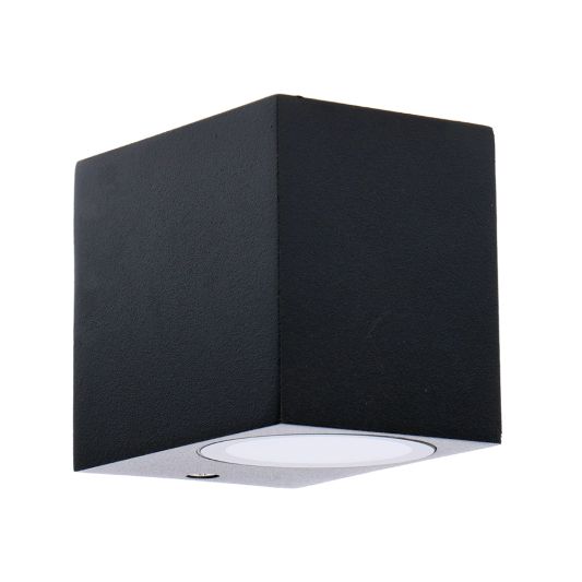 Zwarte wandlamp voor buiten met Zigbee GU10 spot - Recht